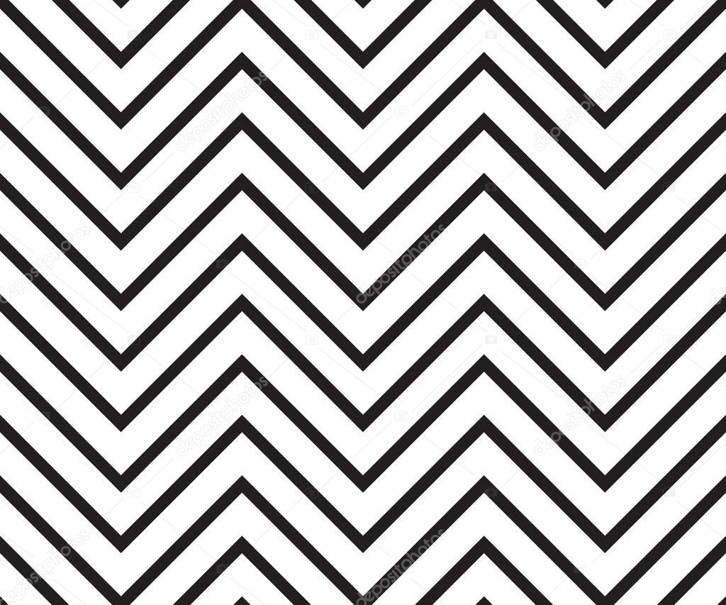 Zigzag seamless abstract geometrical black and white pattern. Vector illustration.