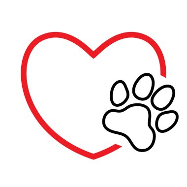 Heart with paw print clipart
