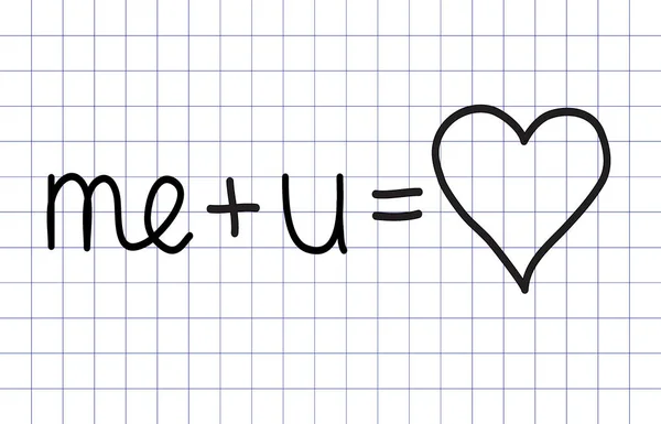 Fórmula de amor. Yo más u es igual a corazón . — Vector de stock