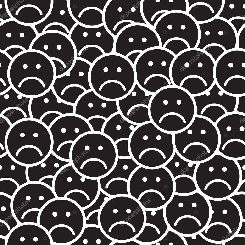 Seamless pattern with sad face icons.