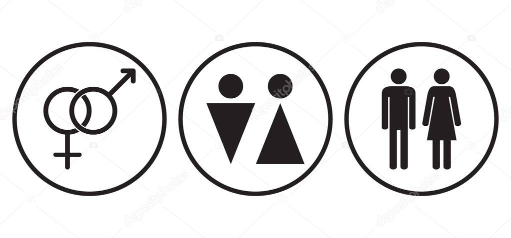 Male and female gender symbols. Icons.
