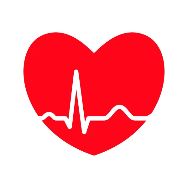 Coeur rouge avec ligne ekg — Image vectorielle