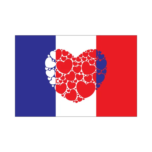 Vlag van Frankrijk met hart — Stockvector