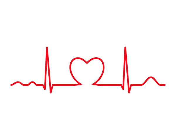 Linea di Ekg con cuore. Battito cardiaco . — Vettoriale Stock