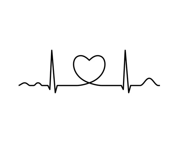 Línea Ekg con corazón. Latidos cardíacos . — Vector de stock