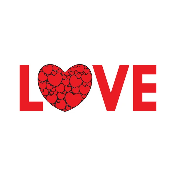 Word Love Heart Big Hart Filled Small Hearts Vector Illustration — Stock Vector
