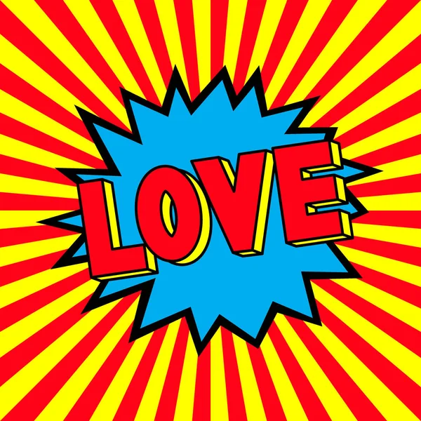 Word Love in the pop art explosion — Stock Vector