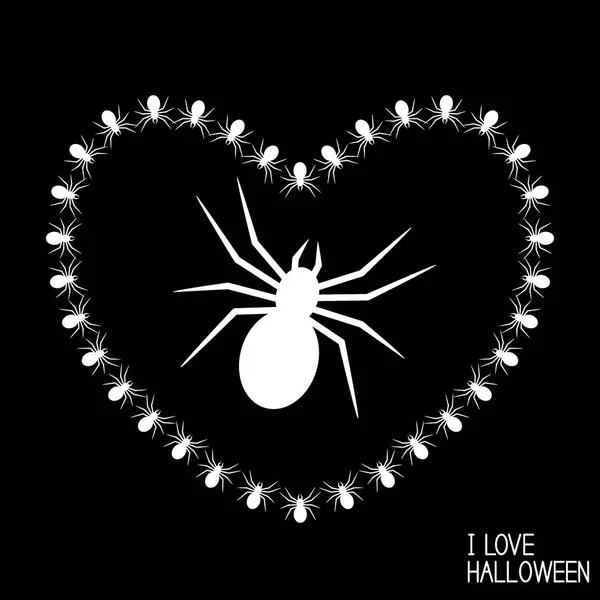 Happy Halloween Karty Spider Serce Kocham Halloween Ilustracja Wektorowa — Wektor stockowy