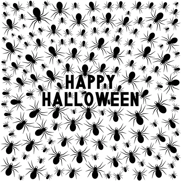 Cartão de Halloween feliz com aranhas —  Vetores de Stock