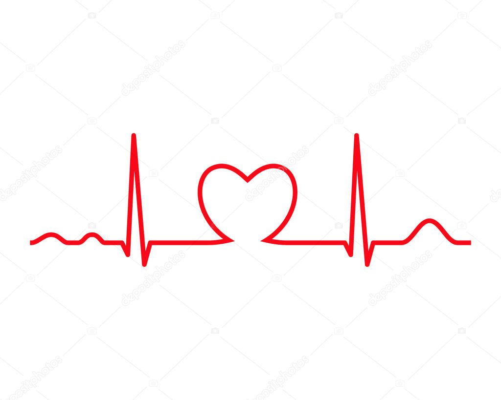 Ekg line with heart. Heartbeat.