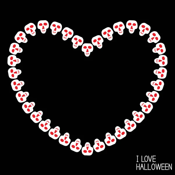 Cartão de Halloween feliz com o coração do crânio —  Vetores de Stock