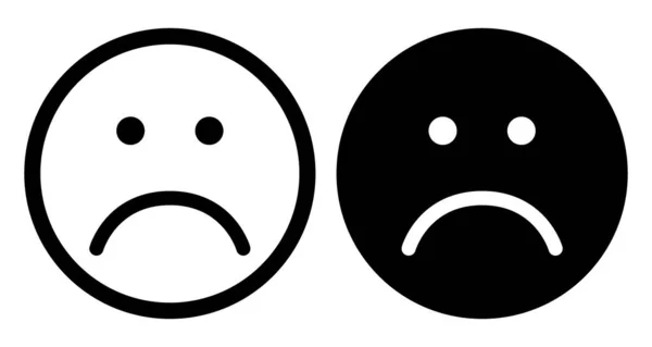 Szomorú arcikonok. Boldogtalan arcszimbólumok. — Stock Vector