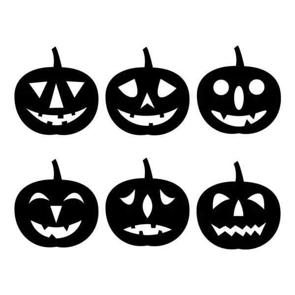 Uppsättning av Jack-o-lyktor. Happy Halloween ikoner — Stock vektor