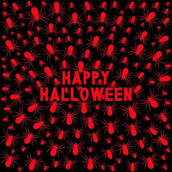 Cartão de Halloween feliz com aranhas —  Vetores de Stock