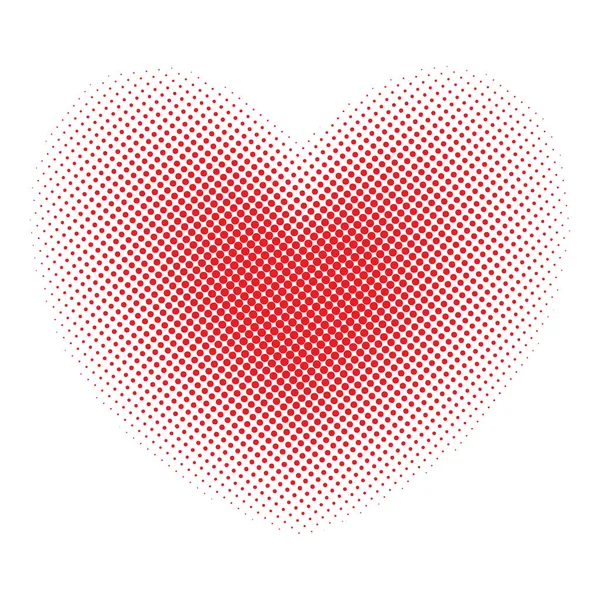 Big Red Halftone Heart White Background Valentine Day Card Vector — Stock Vector