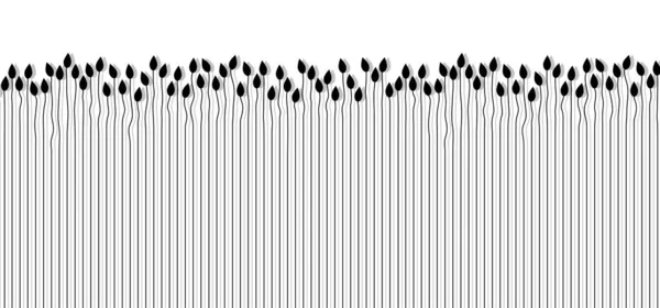 Kleine Blätter Jungpflanzen Schwarz Weißer Hintergrund Vektorillustration — Stockvektor