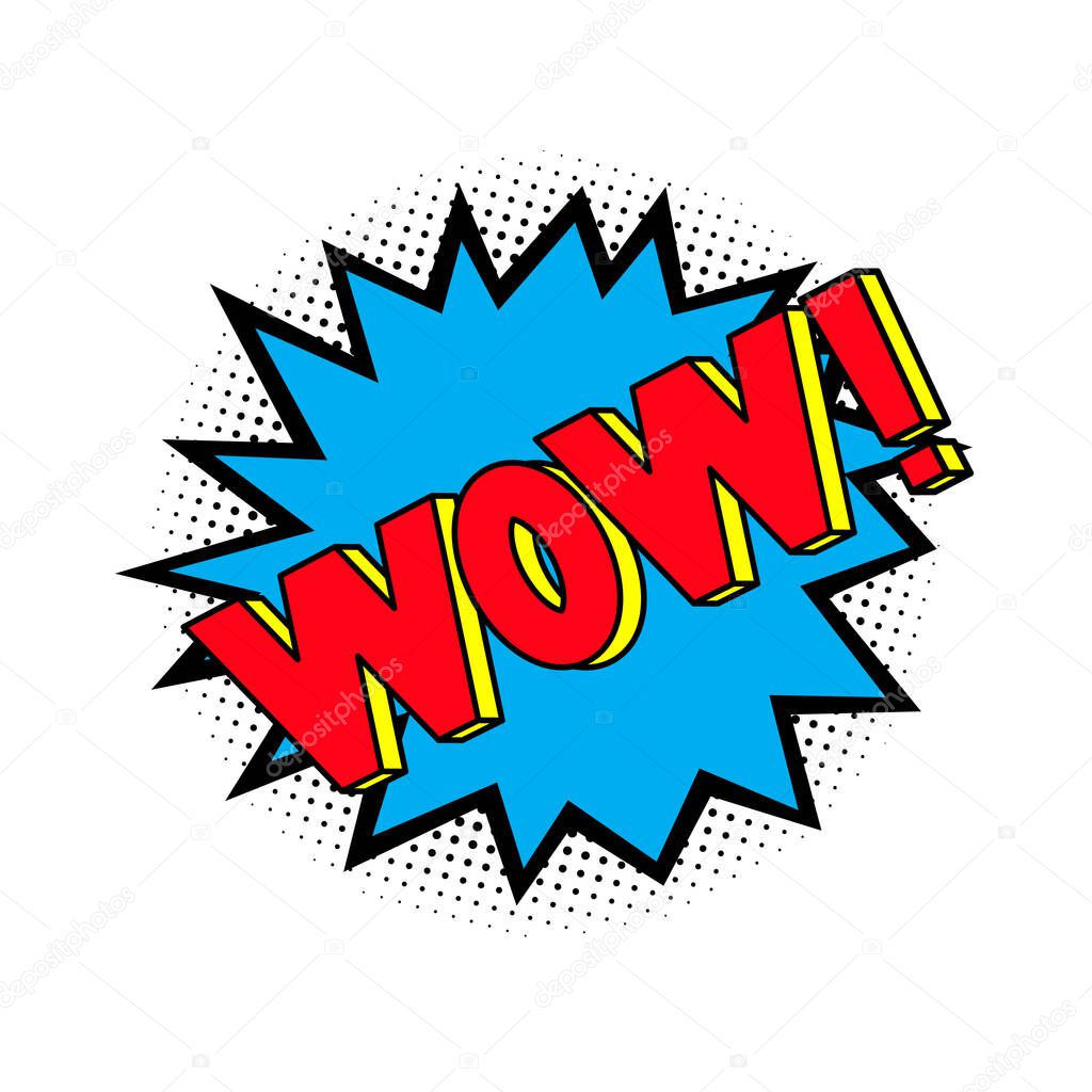 Wow in the pop-art bubble explosion (burst). Comic book style. Vector illustration.