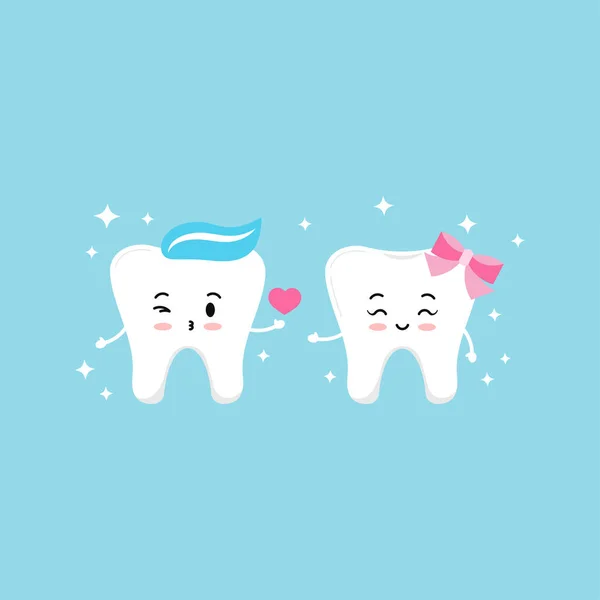 Lindo diente chico enviar beso con corazón para chica emoji . — Vector de stock