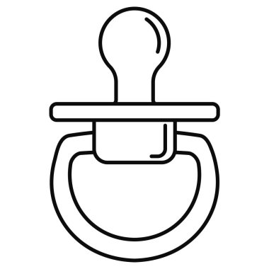 Beyaz arkaplanda izole edilmiş yeni doğan çocuk için emzik bebek bakımı ikonu vektör illüstrasyon siyah çizgisi.