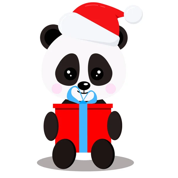 Lindo Invierno Asiático Personaje Bebé Oso Panda Pose Sentada Con — Archivo Imágenes Vectoriales