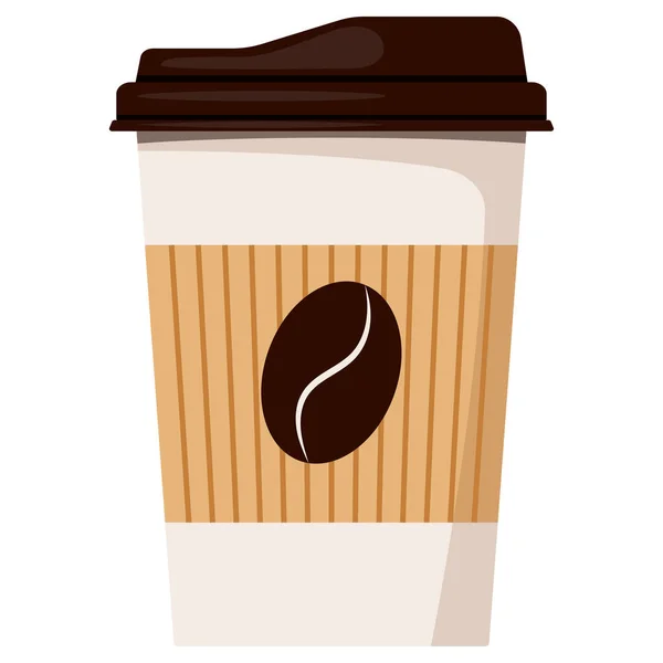 Jednorázový bílý papír horký šálek kávy s víčkem a držák ikona izolované na bílém pozadí — Stockový vektor