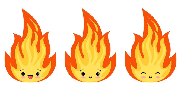 Icône Flammes Feu Emoji Mis Isolé Sur Fond Blanc Panneau — Image vectorielle