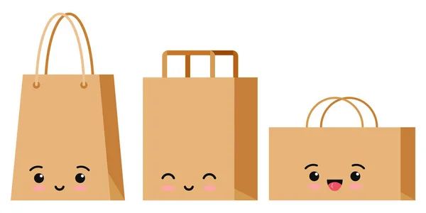 Emballage Caractères Emoji Pour Des Marchandises Isolées Sur Fond Blanc — Image vectorielle