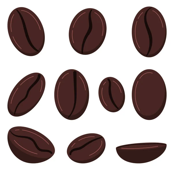 Kaffekorn Ikon Som Isolerad Vit Bakgrund Rostade Bruna Färska Kaffebönor — Stock vektor