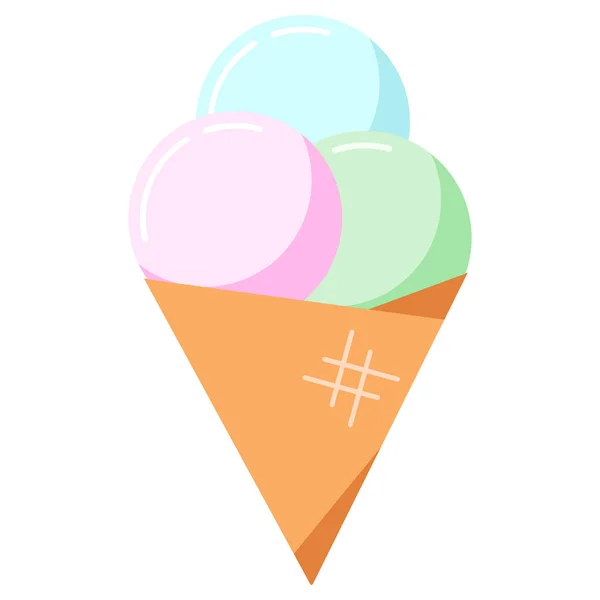 아이콘 삽화의 아이스크림 스타일의 향미는 아이스크림 즐겁게 디저트는 배경에서 — 스톡 벡터