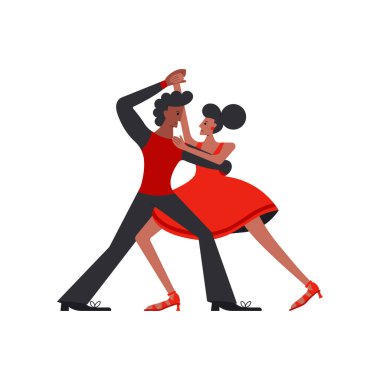 Beyaz arka planda izole Arjantinli tango dansçıları.