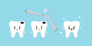 Çürüyen çocuklar için diş sağlığı ve tedavi konsepti..