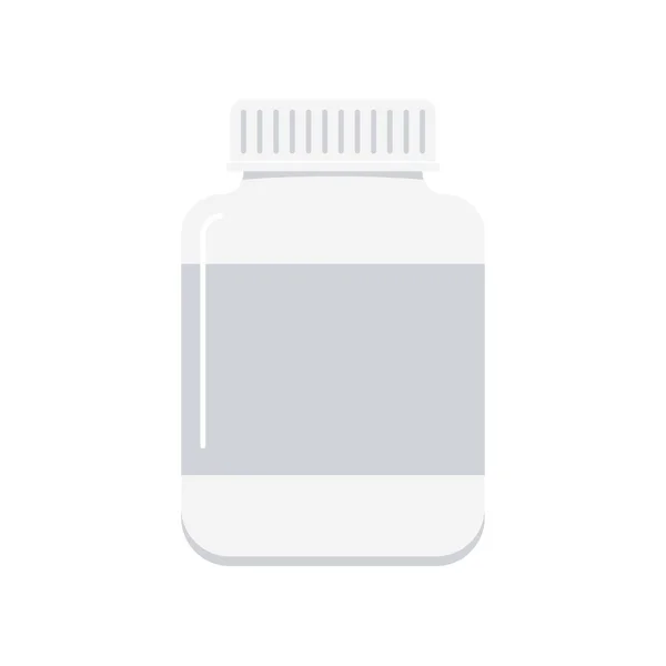Icône de récipient de pilules médicales en plastique blanc isolé sur fond blanc. — Image vectorielle