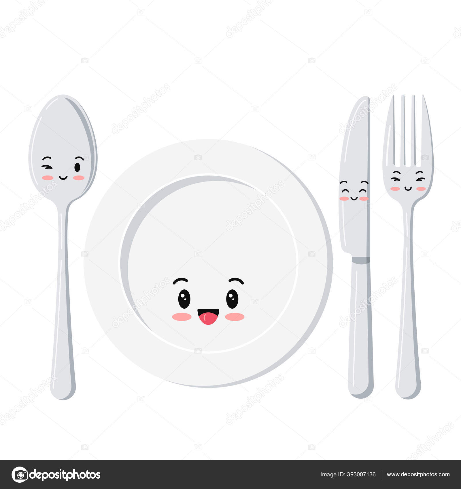 Cute white plate with spoon, knife and fork emoji set isolated on a white background. Stock Vector Image by ©Baldezh #393007136 Cute white plate with spoon, knife and fork emoji set isolated on a white background. Stock Vector Image by ©Baldezh #393007136