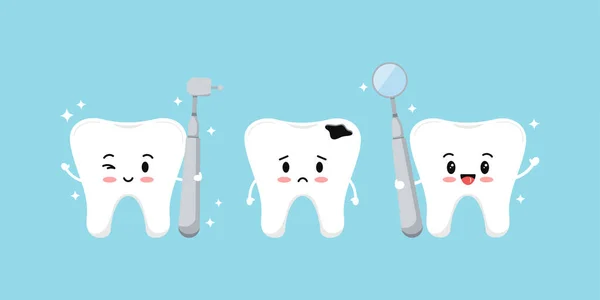 Diente con el tratamiento de caries y el concepto de prevención. — Vector de stock