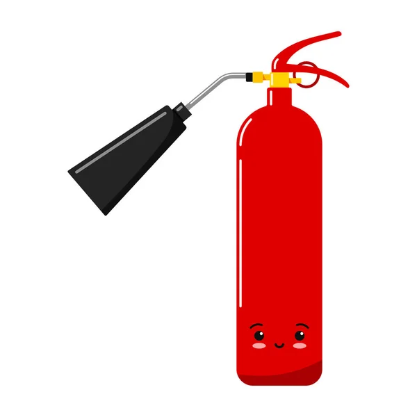 Červený hasicí přístroj s ikonou emotikonu trysky izolované na bílém pozadí. — Stockový vektor