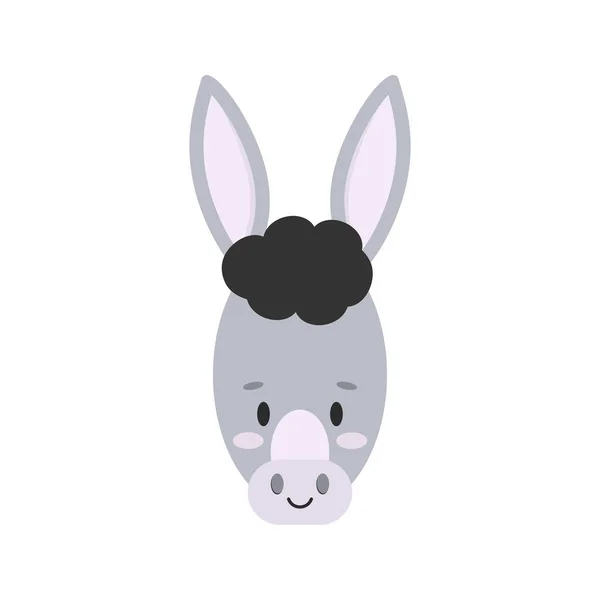 Bonita cara de burro aislada sobre fondo blanco. — Vector de stock