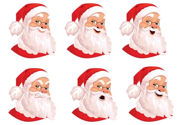 Conjunto Santa Clays Conjunto Dessas Emoções Papai Noel Num Fundo —  Vetores de Stock