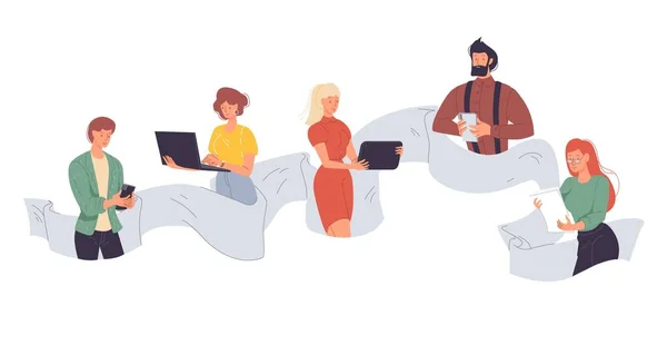 Dijital aygıt setiyle internette sörf yapan insanlar
