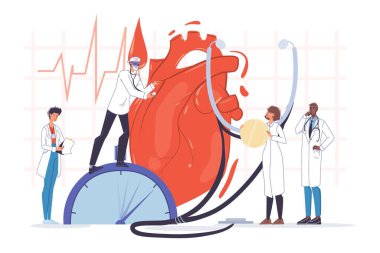 Doktor kardiyolog insan kalp muayenesi.