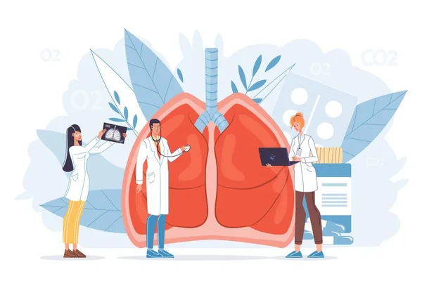 Огляд легенів, діагностика захворювань, лікування — стоковий вектор