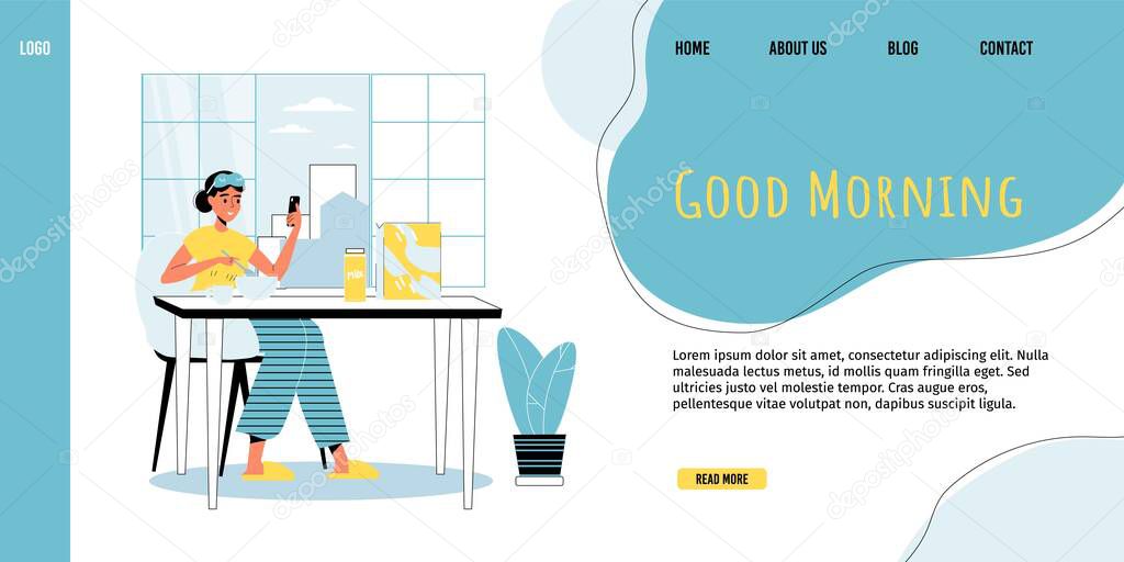 Daily life morning breakfast activity landing page