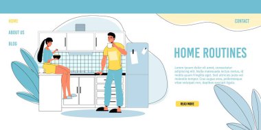 Mutlu aile günlük hayatı, ev rutin iniş sayfası