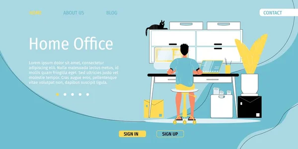 Home Office Remote Job Beruf Landing Page — Stockvektor