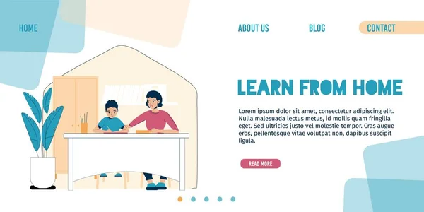 Plataforma para el aprendizaje infantil desde la landing page de inicio — Vector de stock