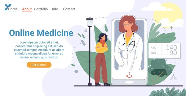 Medicina online acessível na página de destino do telefone — Vetor de Stock