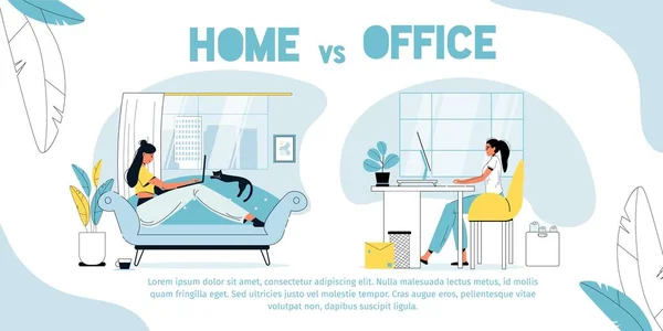 Home vs office, zaměstnanec proti plakátu na volné noze — Stockový vektor