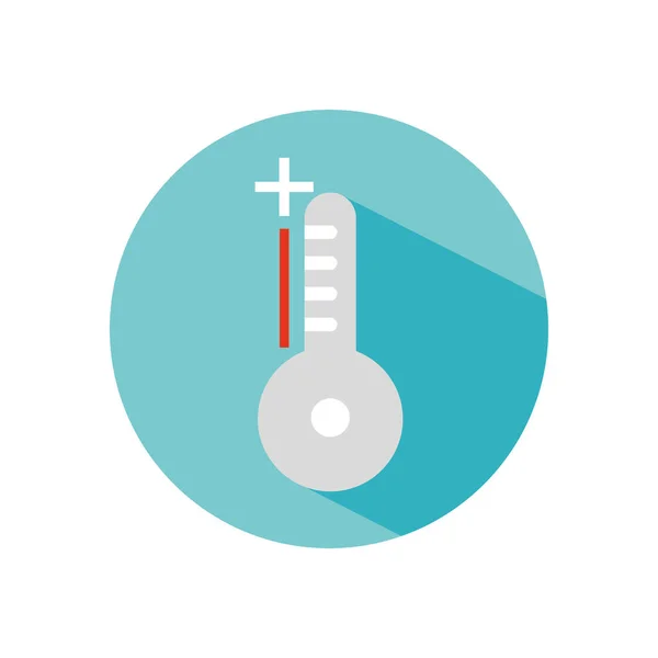 Termómetro con icono de alta temperatura, estilo bloque — Vector de stock