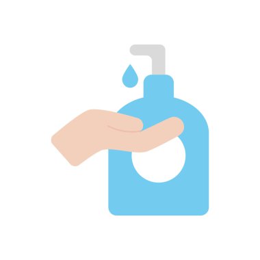 El ve sabun şişesi ikonu, düz stil.