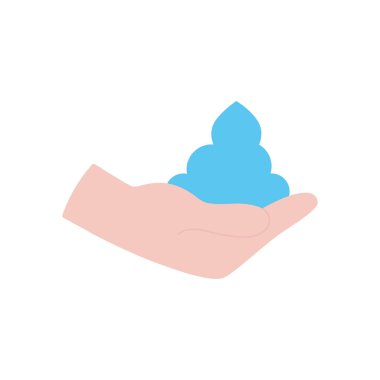 Sabunlu köpük ikonlu el, düz stil