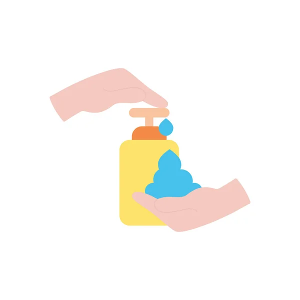 Hände und Seifenflasche Ikone, flacher Stil — Stockvektor